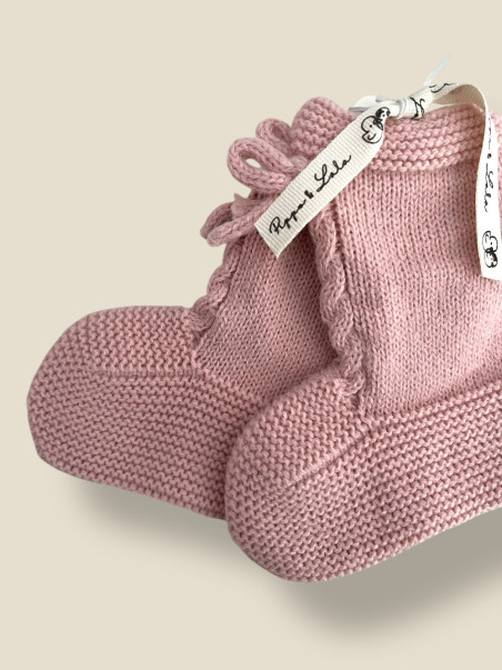 SCARPINA ROSA BABY STIVALETTO PER NEONATI FATTA A MANO