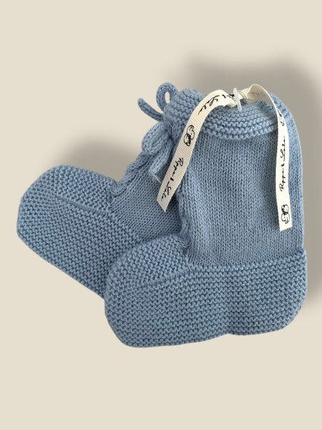 SCARPINA AZZURRA STIVALETTO PER NEONATI FATTA A MANO