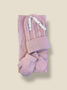 SET CAPPELLINO GUANTINI E SCIARPA ROSA ANTICO