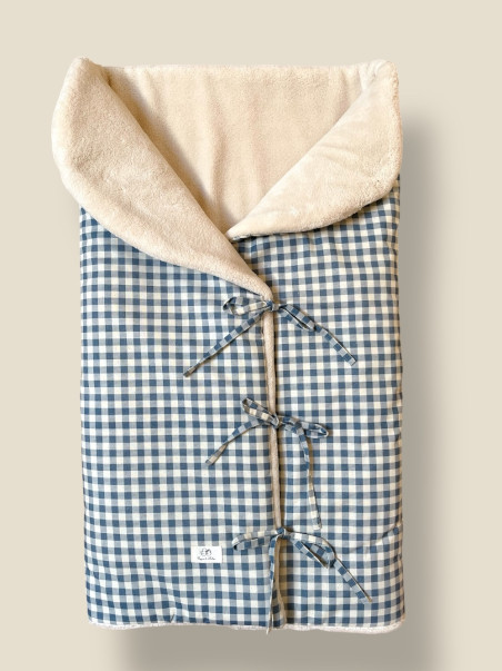 SACO ARRULLO VICHY CELESTE EMPOLVADO Y BEIGE