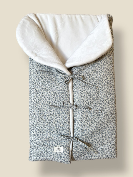 SACCO NANNA COPERTINA 2 IN 1 LIBERTY AZZURRO ANTICO E BIANCO