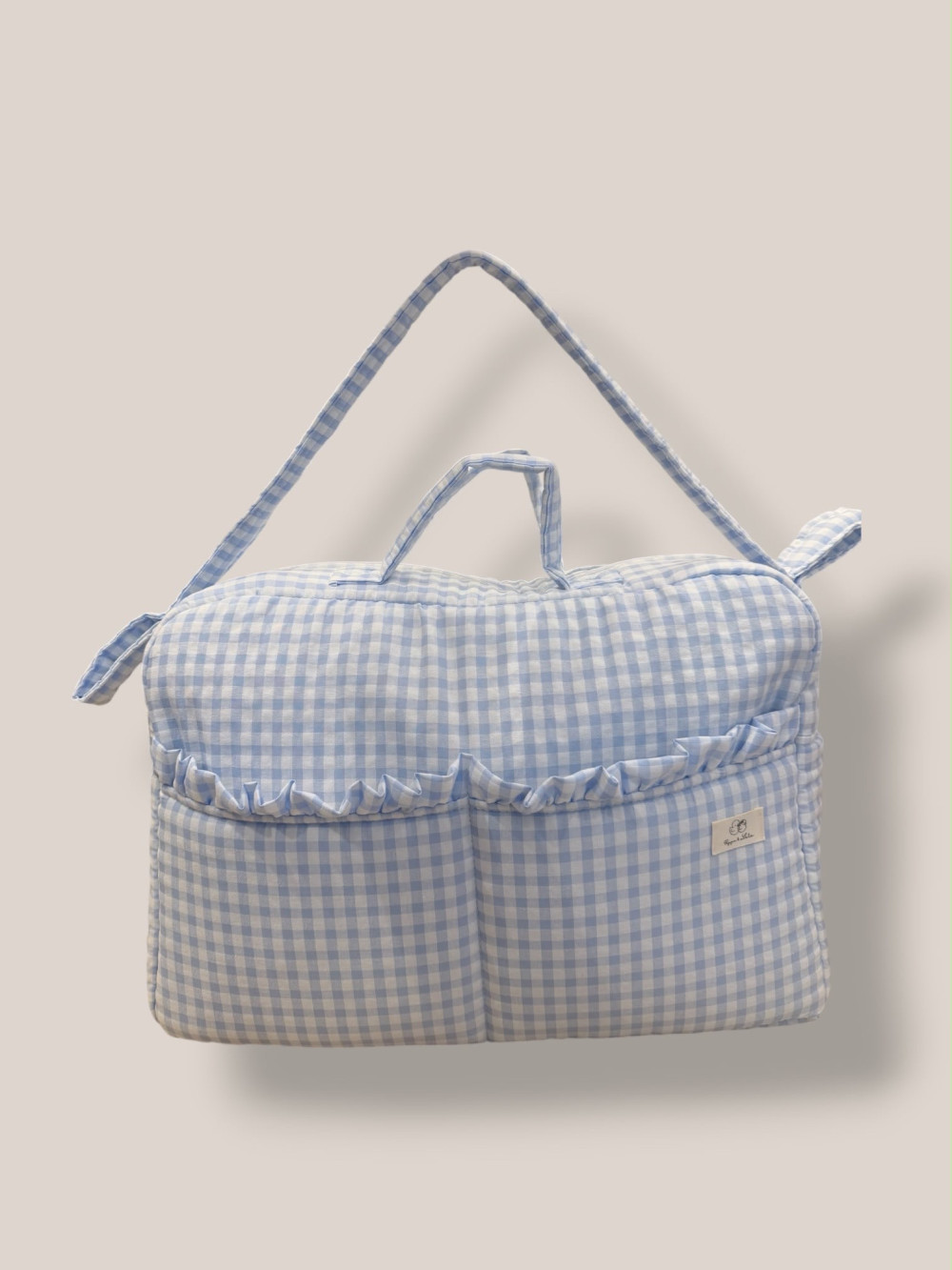 BOLSO MATERNIDAD VICHY CELESTE