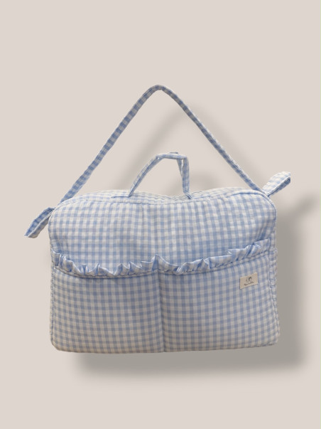 BOLSO MATERNIDAD VICHY CELESTE