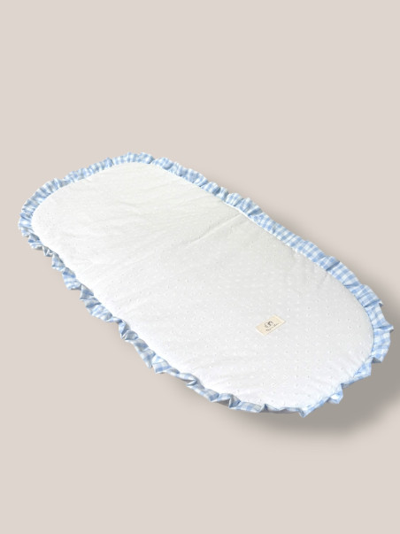 COLCHÒN  DE CAPAZO VICHY CELESTE Y BLANCO