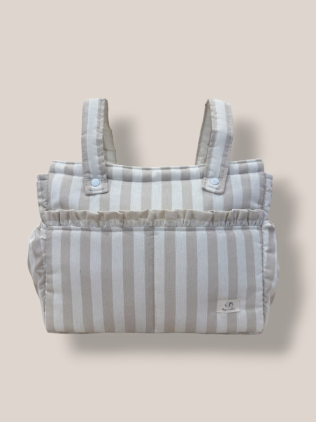 BOLSO MAXI RAYAS BEIGE Y CARAMELO