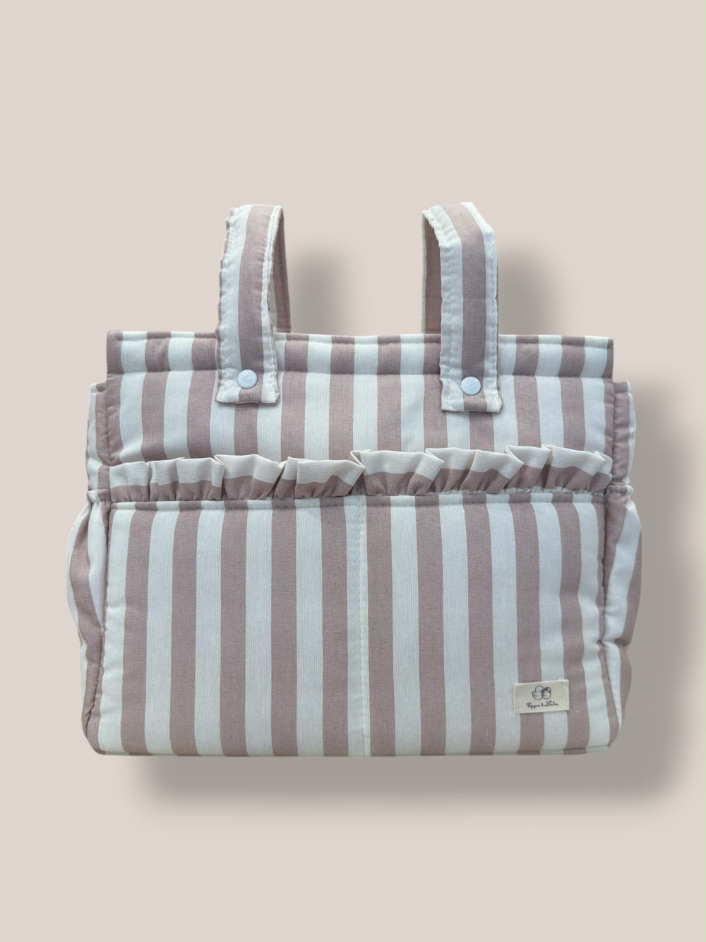 BOLSO MAXI RAYAS BEIGE Y ROSA