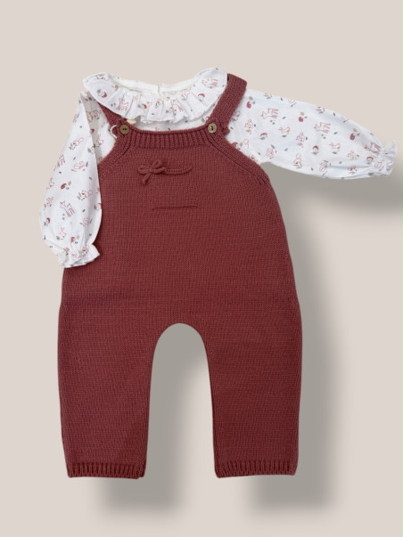 COMPLETINO SALOPPETTE E CAMICIA FOREST FRAGOLA