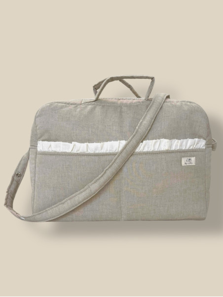 BORSA MATERNITY LINEN E PLUMETIS BEIGE