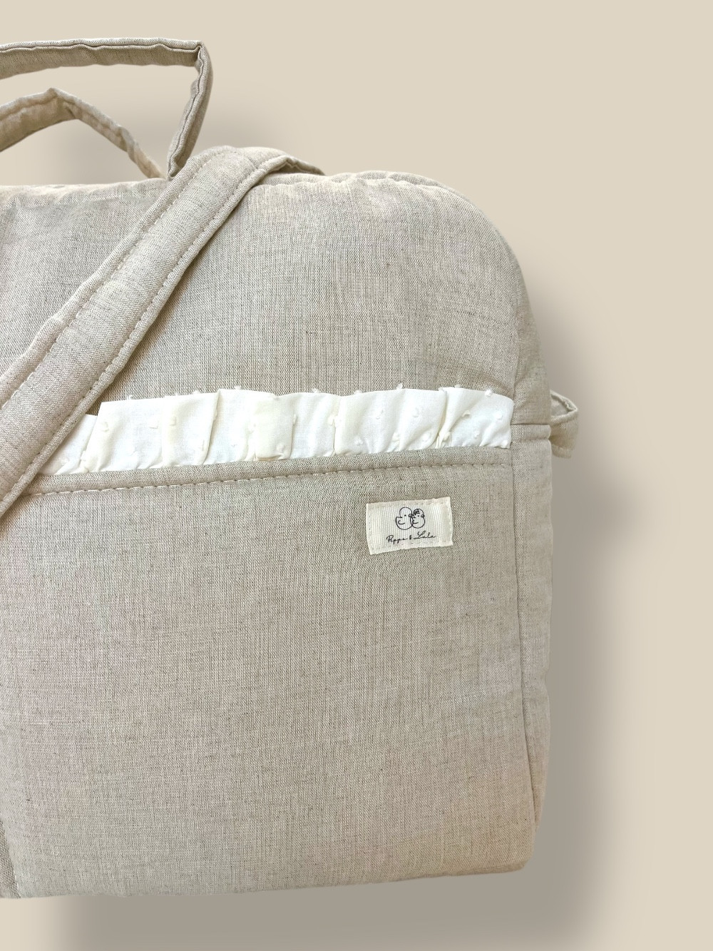 BORSA MATERNITY LINEN E PLUMETIS BEIGE