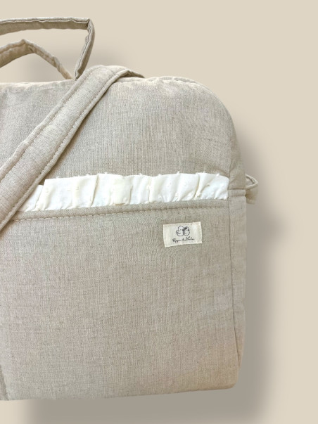 BOLSO MATERNIDAD LINEN Y PLUMETIS BEIGE