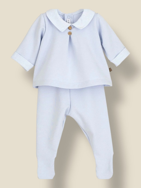 PIJAMA DOS PIEZAS CELESTE