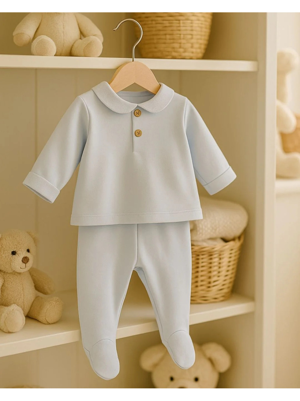 PIJAMA DOS PIEZAS CELESTE